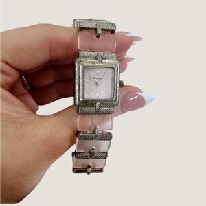 Vintage Medana Silver and Pink Square Face Watch